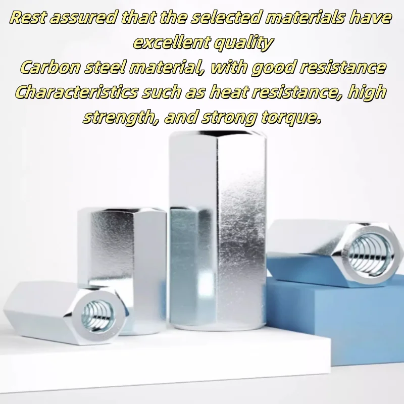 M5 M6 M8 M10 M12 M16 M20 M24 الزنك مطلي مسدس عرافة تمديد طويل قضيب موصل مشترك كم أنبوبي اقتران الجوز #5