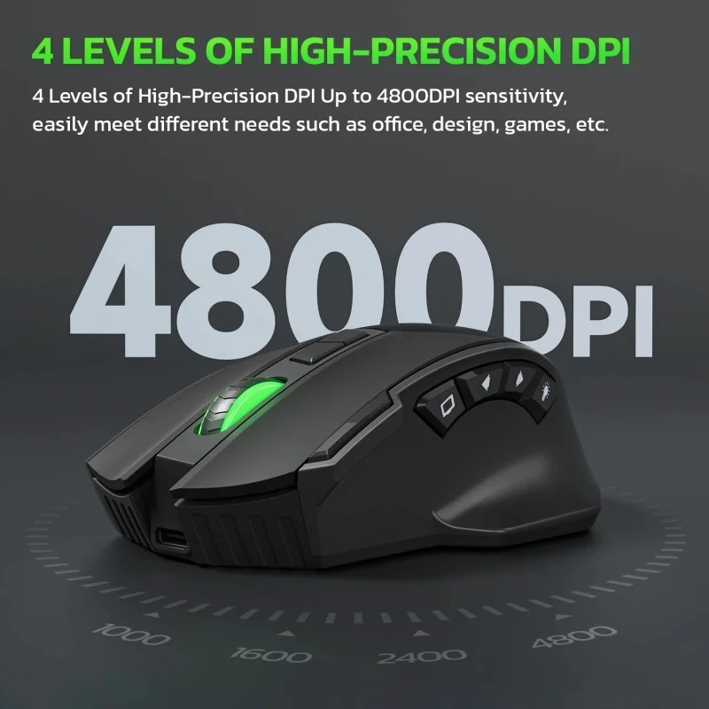 Dual Mode Mechanische Maus 5,1 + 2,4G Drahtlose Bluetooth Maus Tragbare Wiederaufladbare Maus 4800DPI Ergonomische Computer Gaming Maus – Detail 3