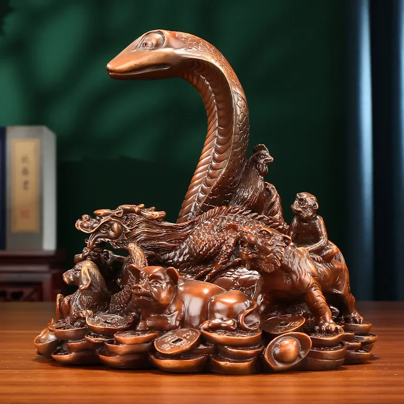 النحاس اثني عشر زودياك الأفعى تمثال الحرف افتتاح الهدايا الأعمال مكتب سطح المكتب غرفة المعيشة رف الكتب ديكور المنزل مصنع outl