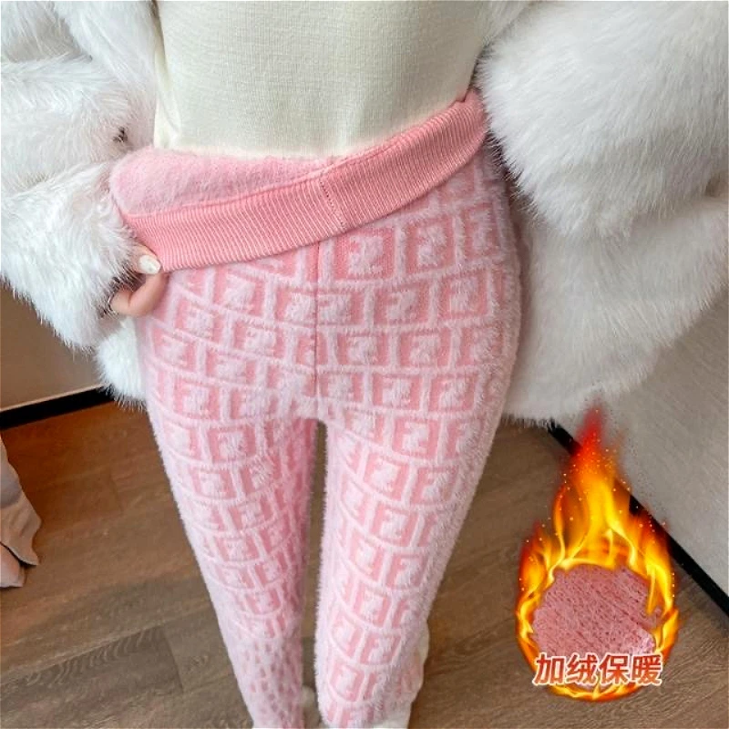 Winter Thick Leggings Women Thermal Bottom Underwear Pants Plush Warm Fashion Tight Fitness Pink Womens Clothing Elastic Legging