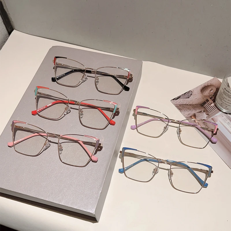 KAMMPT Oversized Cat Eye Glasses Women 2024 New Stylish Vintage Blue Light Blocking Eyewear Fashion Design Decorative Eyeglasses
