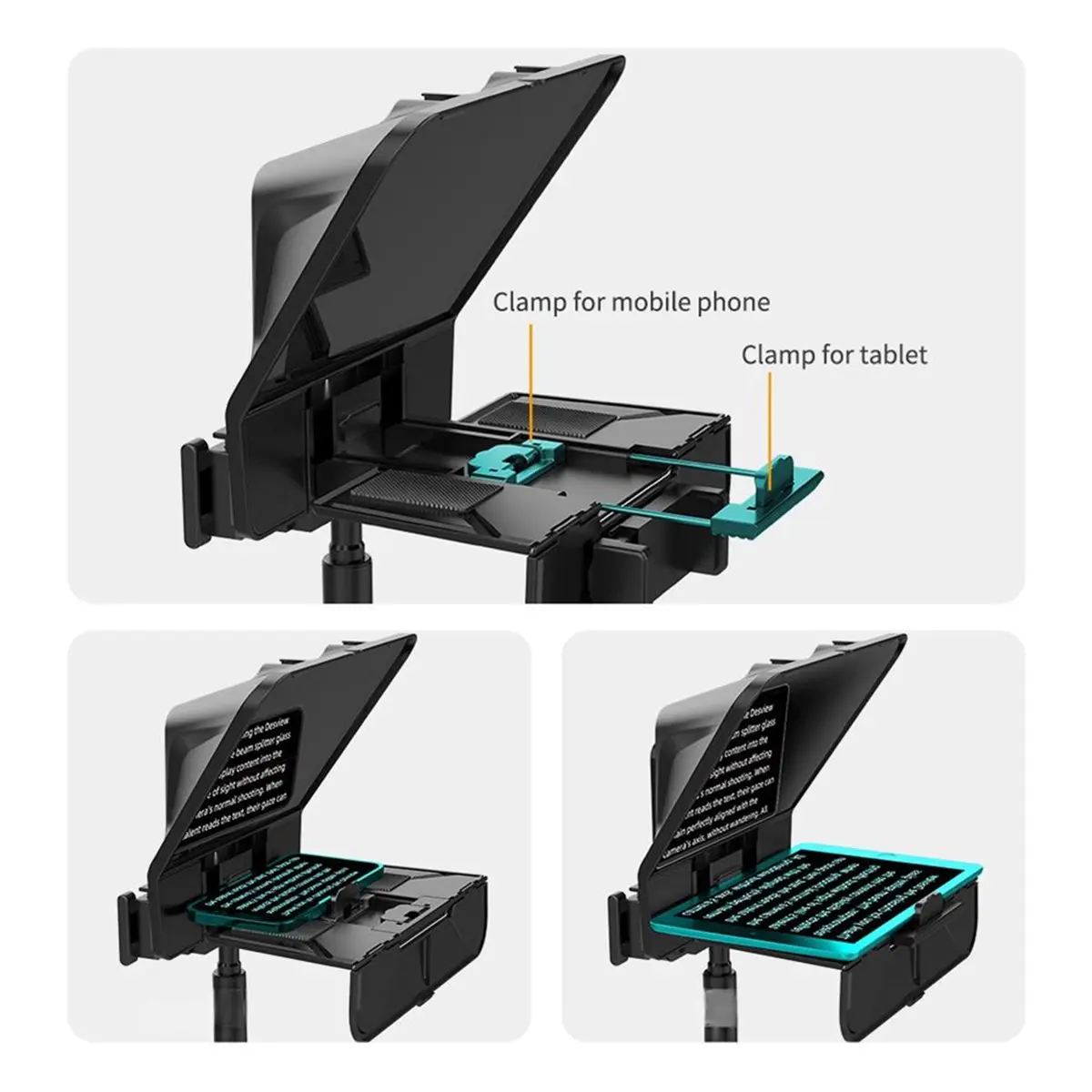 T5 Teleprompter for DSLR Camera & Smartphone, Universal Portable Teleprompter for Photo Studio Interview Video Vlog