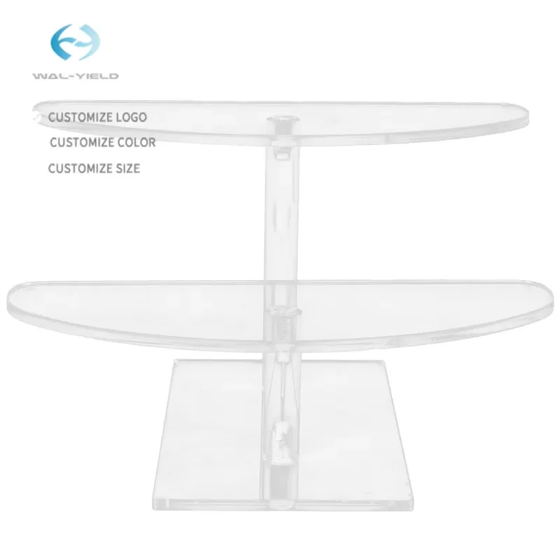 Eco Friendly Round Acrylic Display Stand Two Layer Polished Transparent Dessert Holder For Cakes Food Farmhouse Style Custom