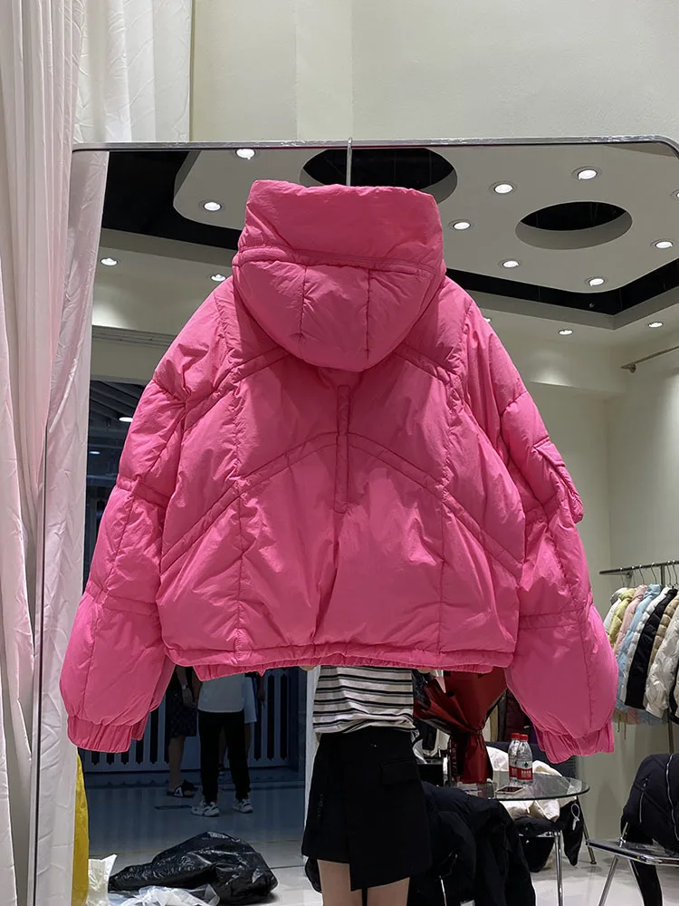 90% 2023 cappotto invernale da donna di alta qualità parka in piumino d\'anatra bianco femminile spesso caldo antivento sciolto piumino oversize