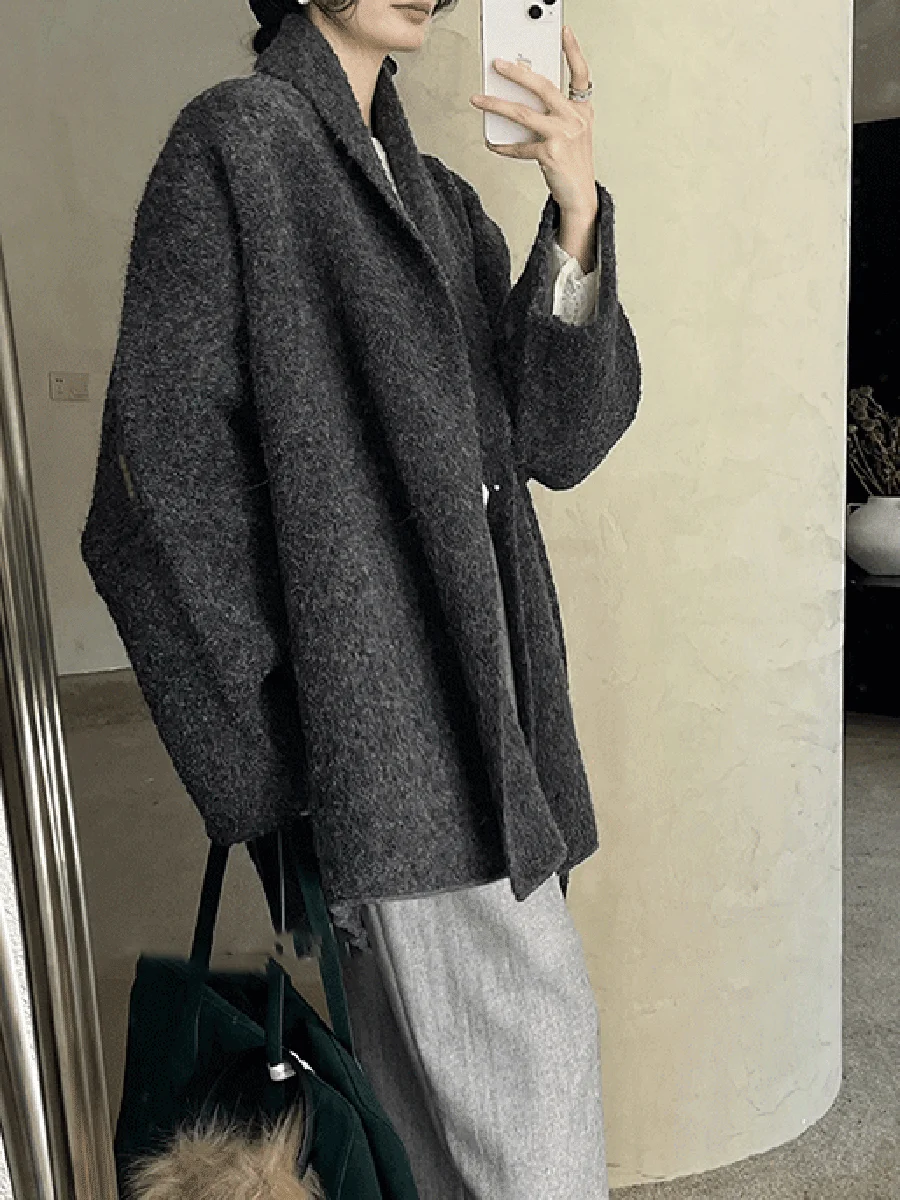 VGH Korean Series Solid Minimalist Loose Knitting Sweater For Women Cardigan Long Sleeve Chic Casual  Sweater Female Fashion New