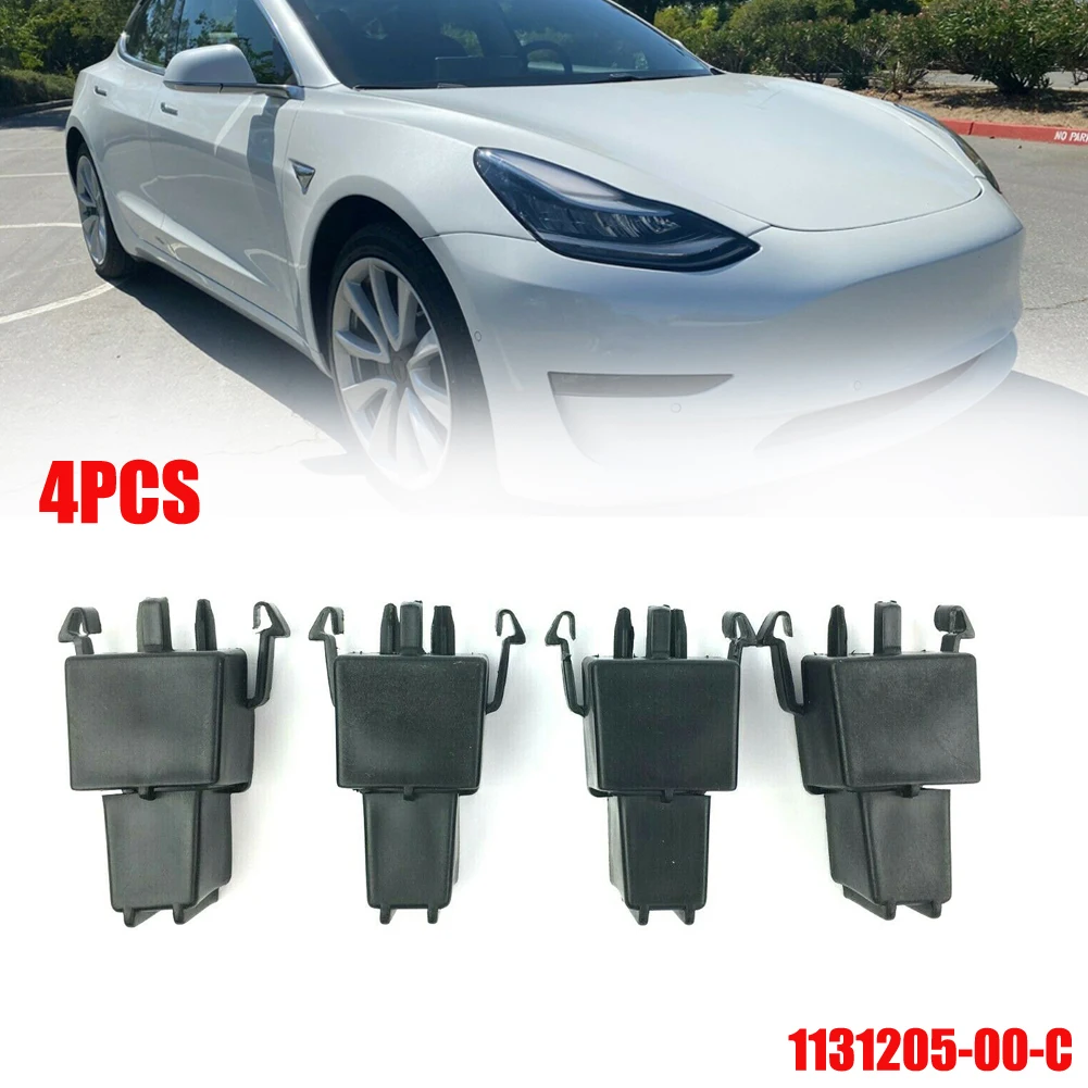 

4pc Brackers New Energy Accessories For Tesla Model 3 Frunk Clip Reinforcement 1131205-00-C ABS Plastic Cowl Support Bracket