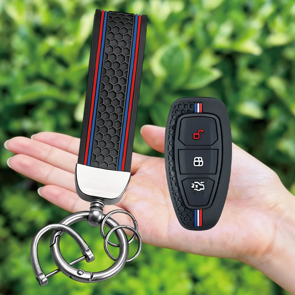 Fashion Car Key Pack for Ford ST Line Fiesta Focus Mondeo Ecosport Kuga Puma Edge Escape Metallic Silicone Car Key Fob Case
