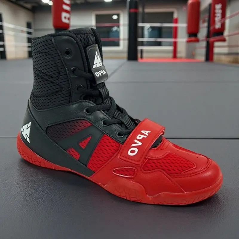 Professional Wrestling Shoes Boxing Fighting Leather Sneakers Plus Size 39-47 Indoor Soft Sole Training Competition Sports Boots