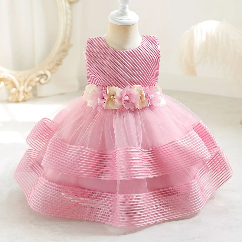 Baby Girl Princess Dress Birthday First Anniversary Dress Cute Flower Dress Wedding Party Walk Show Piano Performance Dress