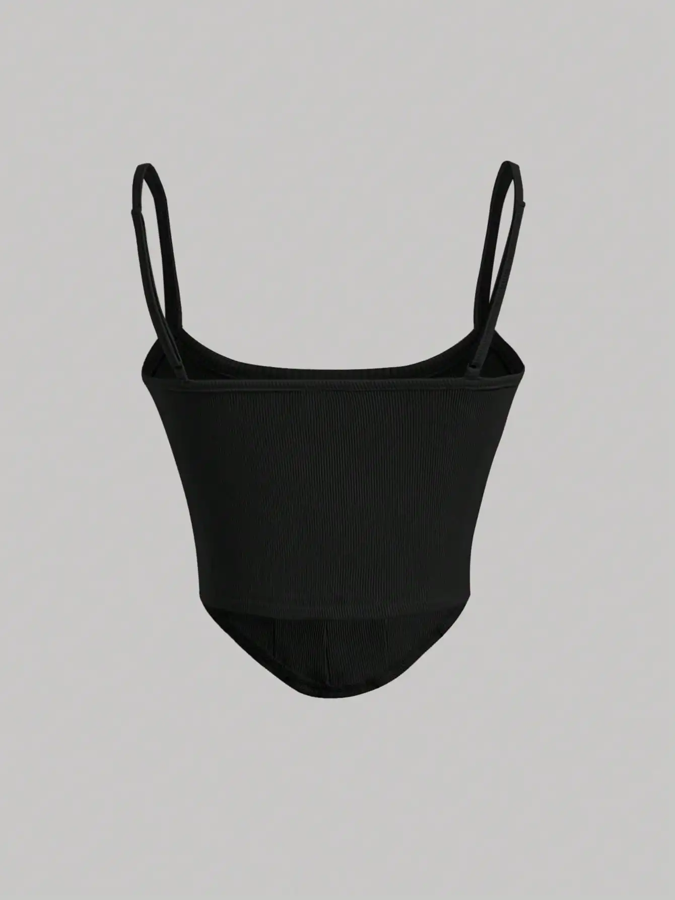 Solid Black Seam Front Corset Cami, Boning Detail Adjustable Straps, Sexy Chic Club Party Summer Bodycon Top for Women