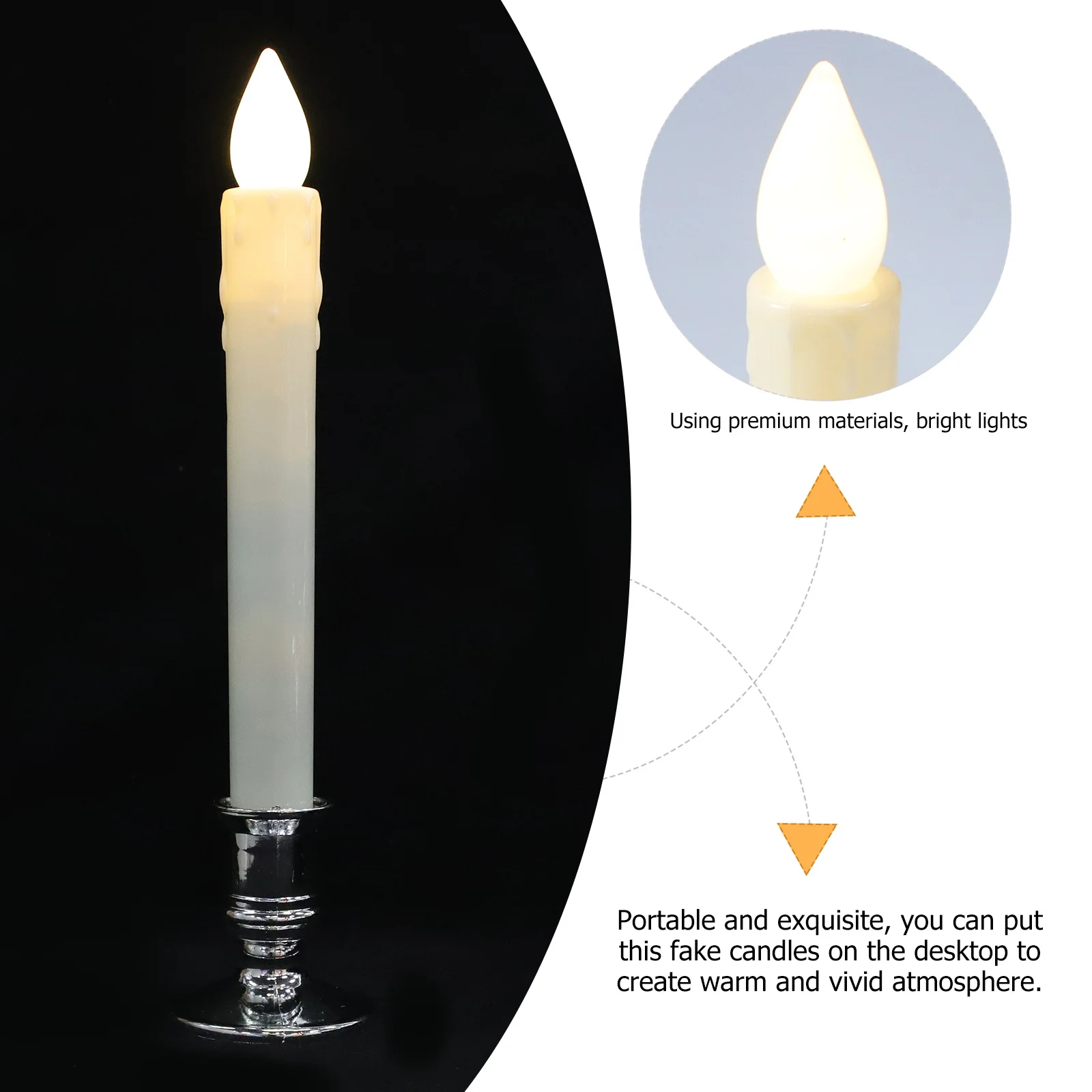 

6 pcs Led Taper Candles Flameless Fake Candles Dripless Long Lights Operated For Wedding Birthday Decor