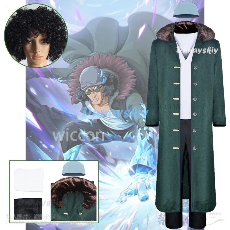 Disfraz de Anime vikingos Kuzan, abrigo de fantasía, pantalones, sombrero, trajes, pelucas, disfraz para hombres adultos, trajes de fantasía para juego de rol para hombre
