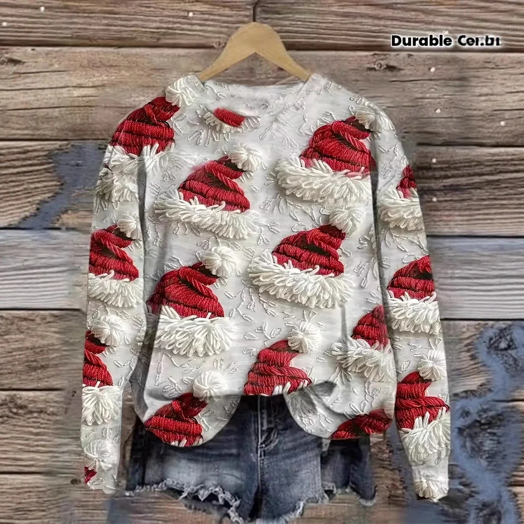 

Christmas Sweater Womens Santa Knit Pullover Round Neck Long Sleeve Cozy Holiday Outfit For Teens Family Festive Gift