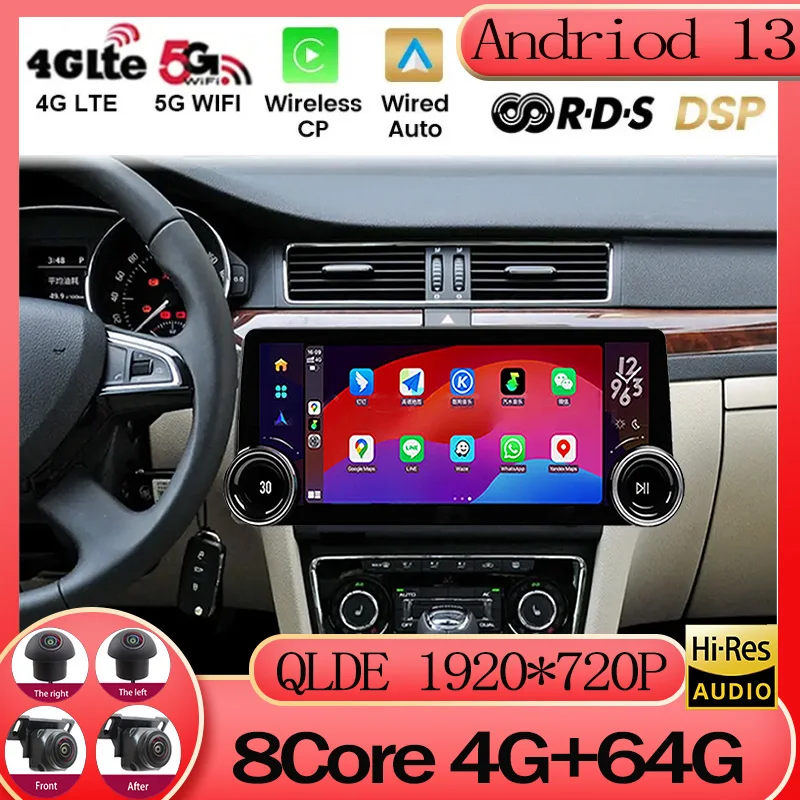 12.3Inch Android 13 Touch Screen For Skoda Superb 2 B6 2008-2015 Wireless Carplay Android Auto Car Radio Multimedia Video Player