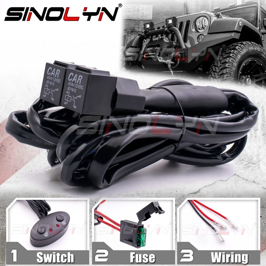 240W 12V Switch Relay Harness ON/OFF Control Cable Heavy Duty Wiring For LED Fog Lenses Spotlight Work Light Projector Lens Line