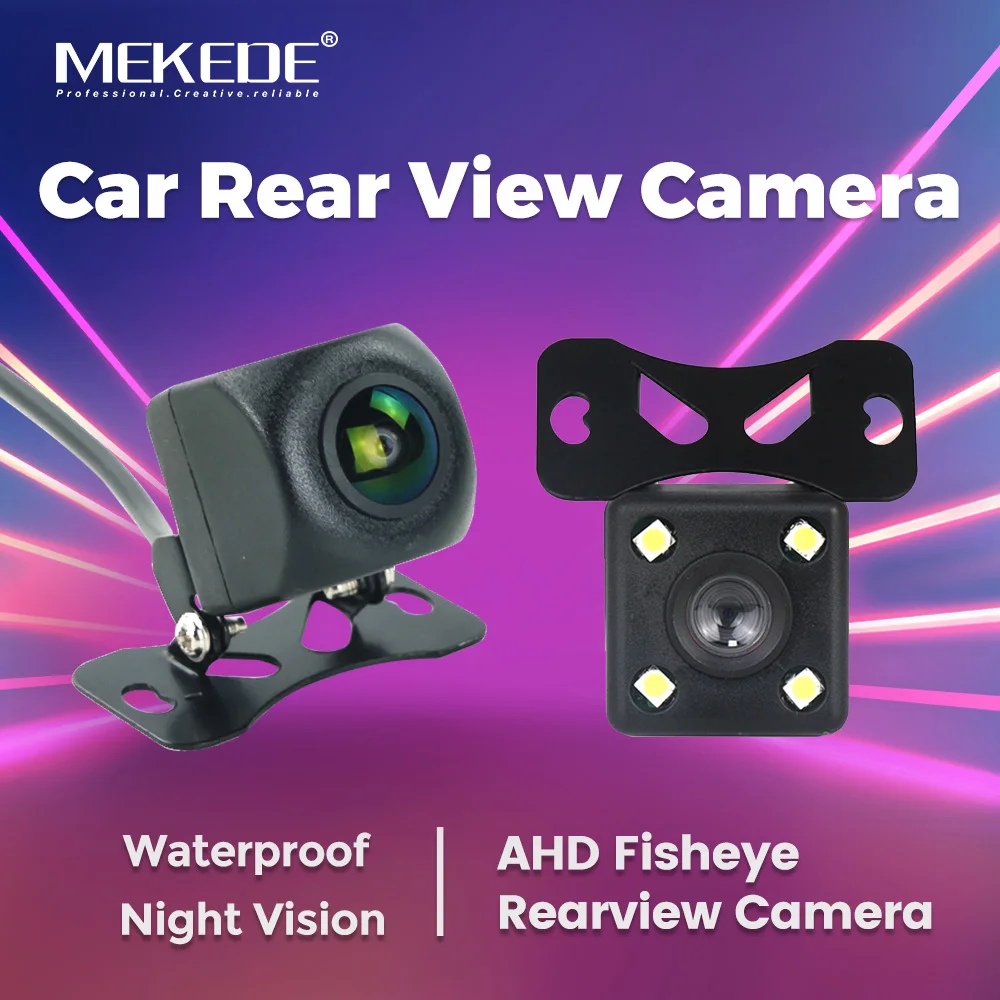 MEKEDE Car Rear View Fisheye camera AHD 1080P Waterproof Vehicle Camera Night Vision for Rear View Universal Camera Reverse