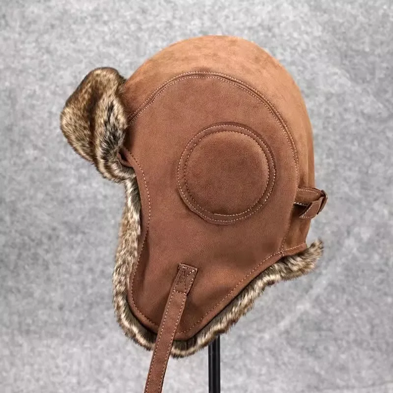 

Autumn Winter Men Women's Lei Feng Cap Thermal Ear Skiing Motorcycle Cold-proof Cotton Hat Winter Faux Fur Hat TB1733