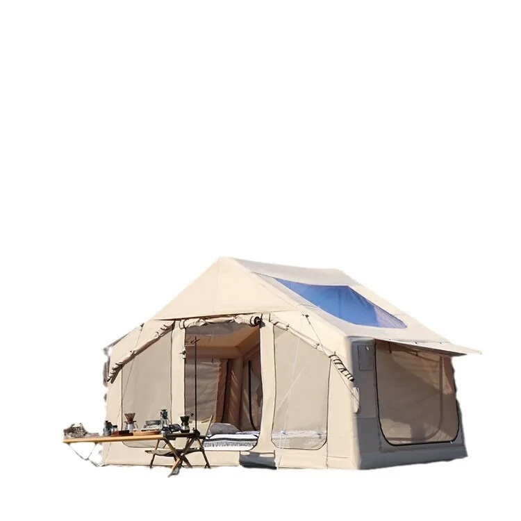 

Outdoor Camping Inflatable Tent Waterproof 6m² Sunscreen Rainproof TPU Door for 3-5 People Made Oxford Canvas Cotton Nylon
