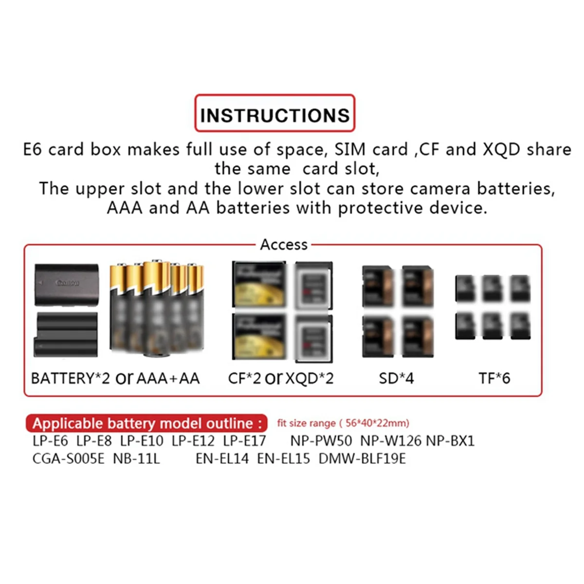 A26P Desiontal Waterproof SD Card Holder Camera Battery Case SD/XQD/CF/TF for Nikon EN-EL15 EN-EL 14A LP-E6 /Sony/Leica Camera