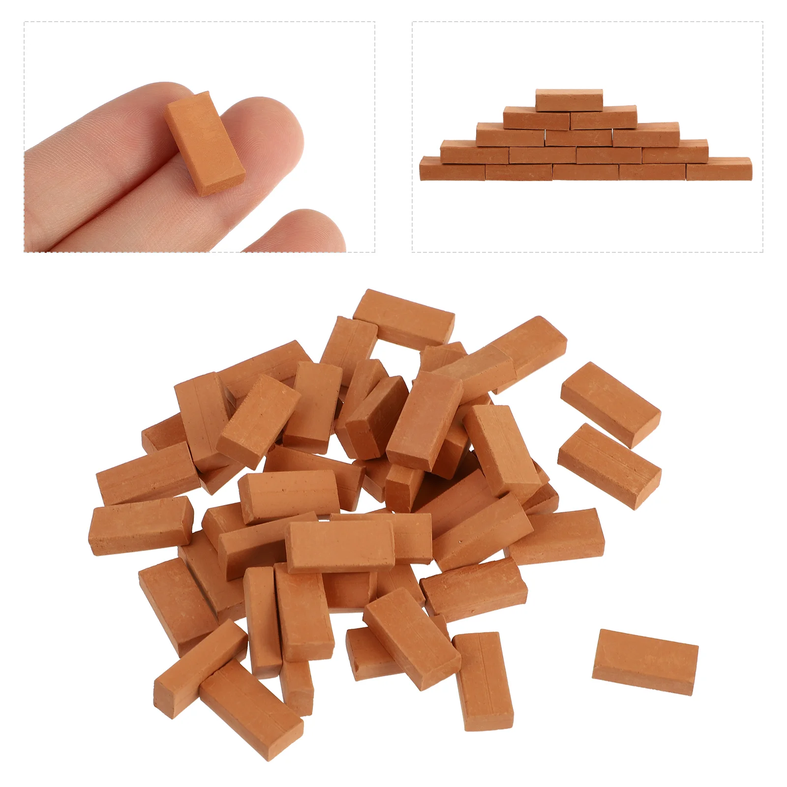 100 Pcs Decorations Mini Bricks DIY Miniature Fairy Garden Wall Sand Table House Brown Model Toddler