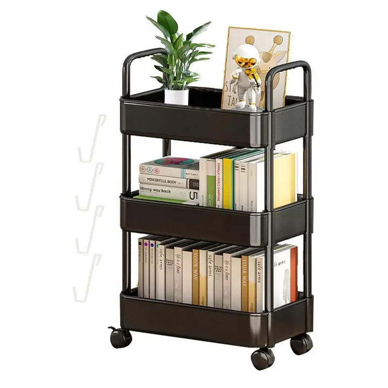 3/4 Tier Trolley Organizer Storage Rack With Wheels Mobile Storage Shelf For Snacks Bookshelf Cart Bedroom Kitchen Accessories