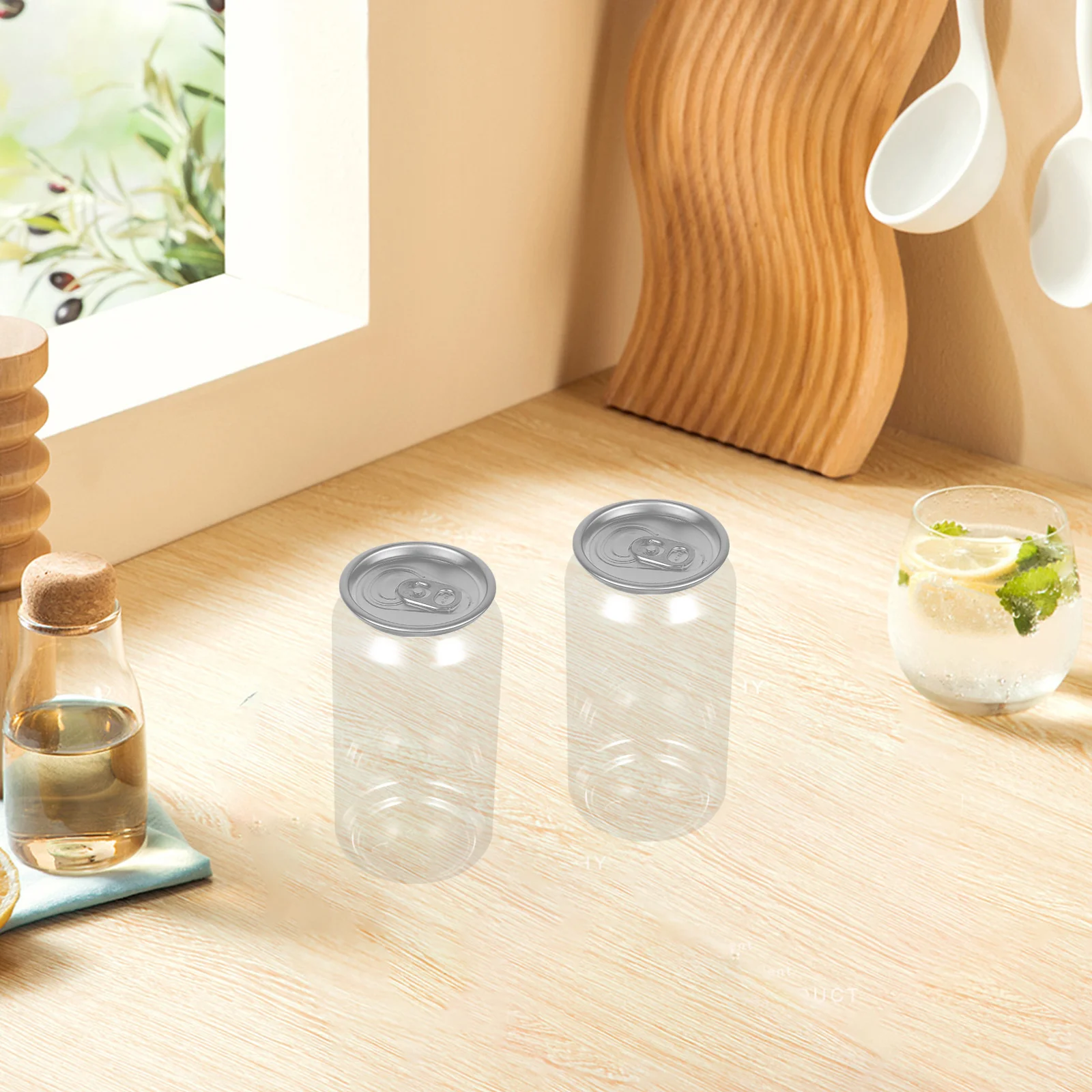 10 Stuks Kan Vormige Plastic Drank Flessen 400Ml Transparante Lekvrij Containers Voor Ijskoffie Smoothies Sap Thee Melk