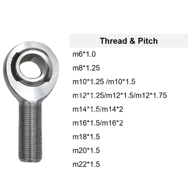 Heavy Duty Chrome Single Ball M16 Metric Threaded Rod End Bearing Heim Fitting