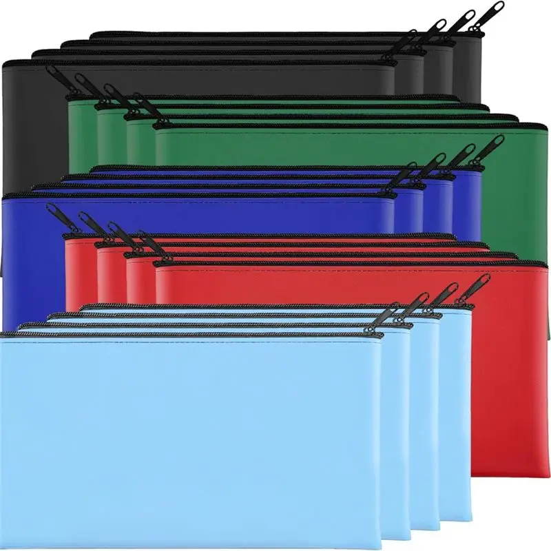 NEW-20 Pack Money Bags 11.5 X 6.1 Inch Bank Deposit Bags With Zipper Coin Money Bags For Cash Coins Cosmetic Invoice Tools