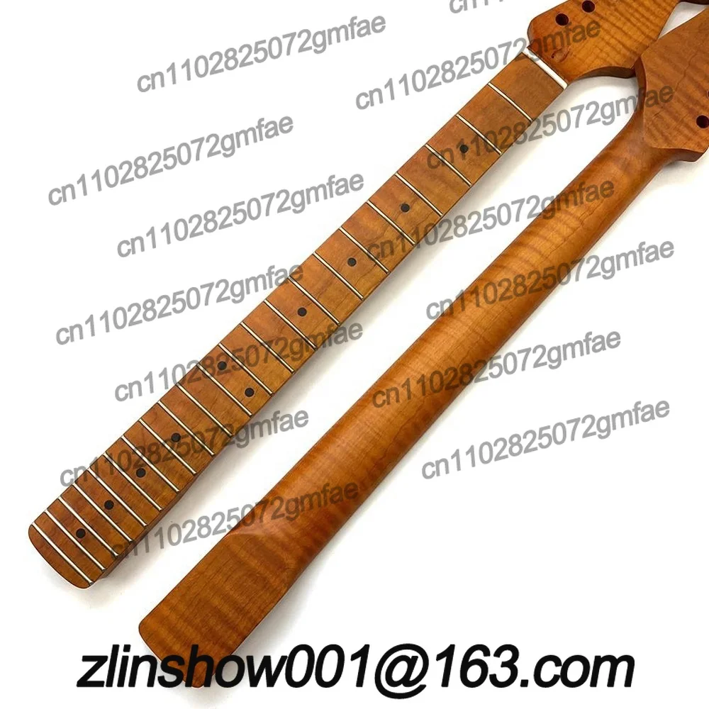 Custom 22 Fret Nitro Satin Electric Guitar Neck ST Roasted Flame Maple Guitar Neck With Maple Fretboard