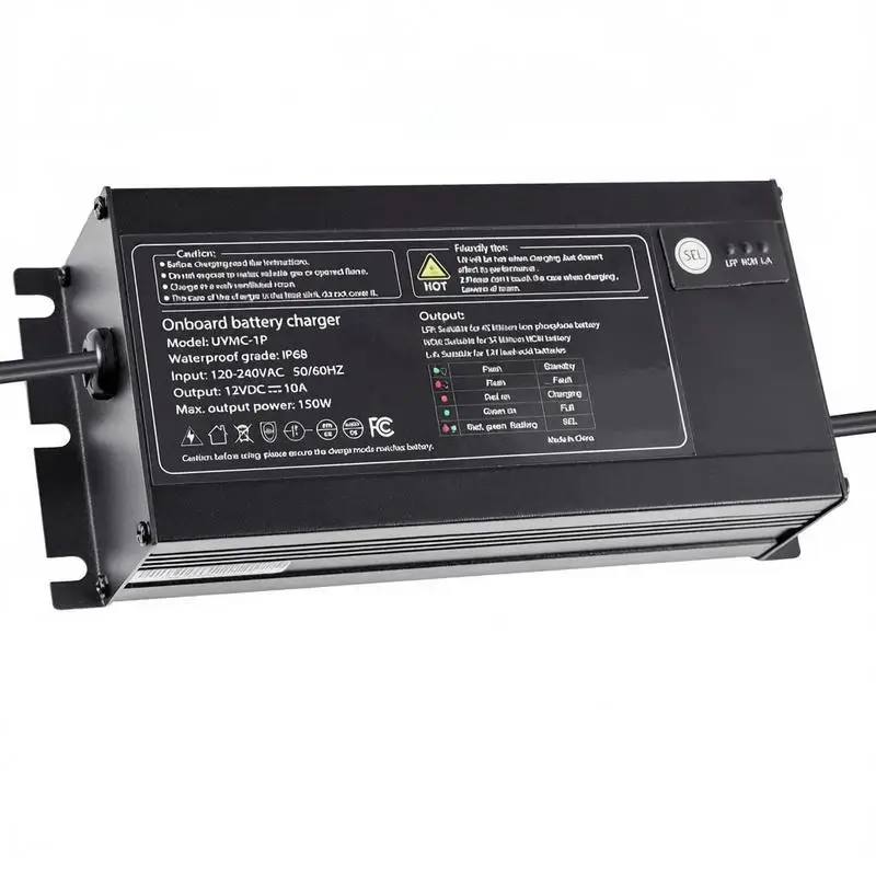 Marine Battery Maintainer 1-Bank 10A 12V Onboard Charging Unit For Large Boat Yacht RV Lithium-Ion LiFePO4 NCM Lead-Acid Compatibility Smart Pulse Tech Automatic Power Management Compact Design Aluminum Housing Multiple Battery Types Support AC 100-2 view 7
