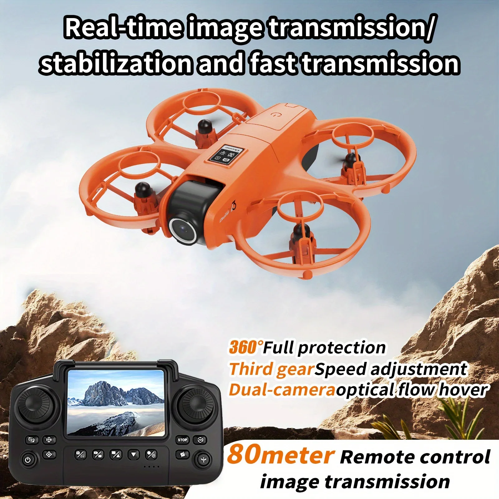 YL3 Foldable Travel Drone, HD Dual Anti-Shake Cameras, Gesture Control, Optical Flow Hover, One-Key Return,FPV Transmission