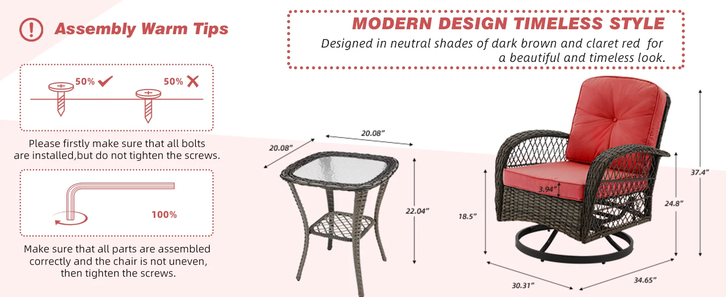 Outdoor Swivel Rocker Patio Chairs 360 Degree Rocking Patio Conversation Set