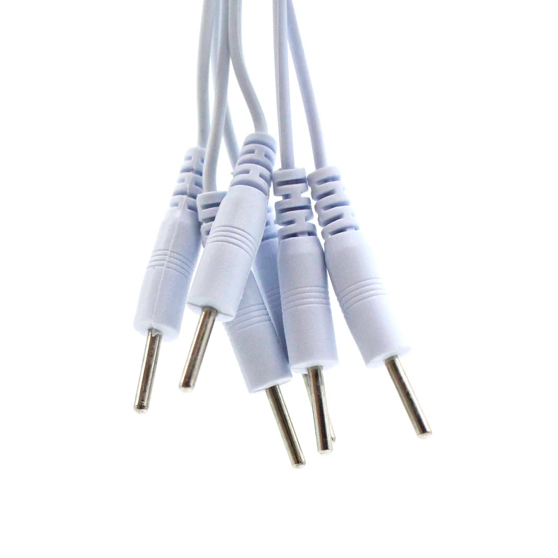 2 Way + 4-Way maszyna do masażu elektrody elektrody dziesiątki jednostka przewody przyłączeniowe kable do TENS EMS Standard 5mm połączenie masaż