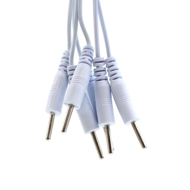 2 Way + 4-Way maszyna do masażu elektrody elektrody dziesiątki jednostka przewody przyłączeniowe kable do TENS EMS Standard 5mm połączenie masaż