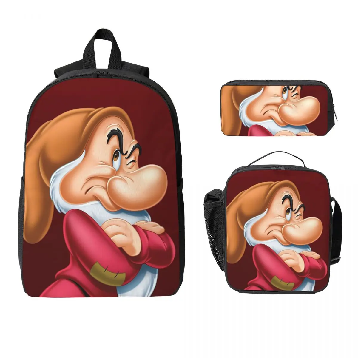 

Snow White And The Seven Dwarfs Backpack Student Boys Girls BookBag School Bag Shoulder Bags 3ps Insulated Lunch Bag Pencil Case