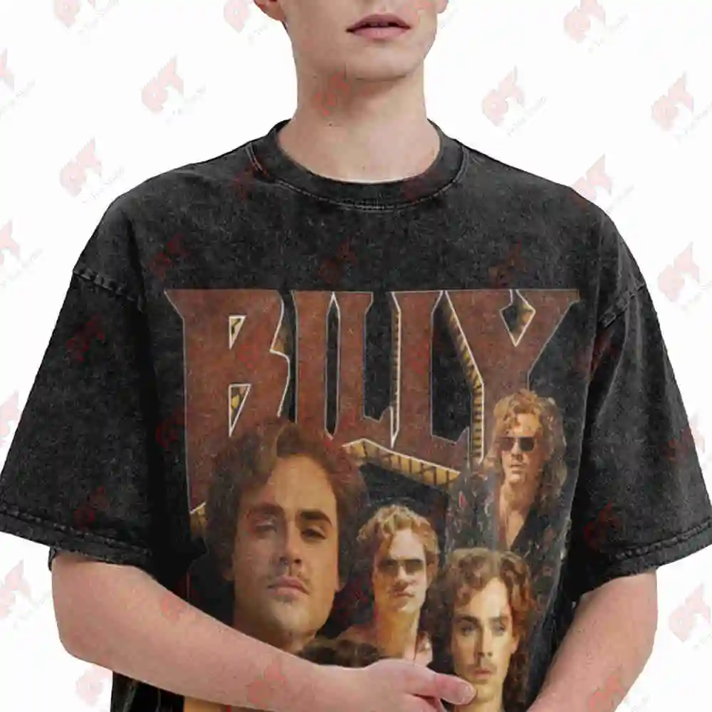 Billy Hargrove Dacre Montgomery Horror Film Vintage Washed Tee Pure Cotton T-Shirt