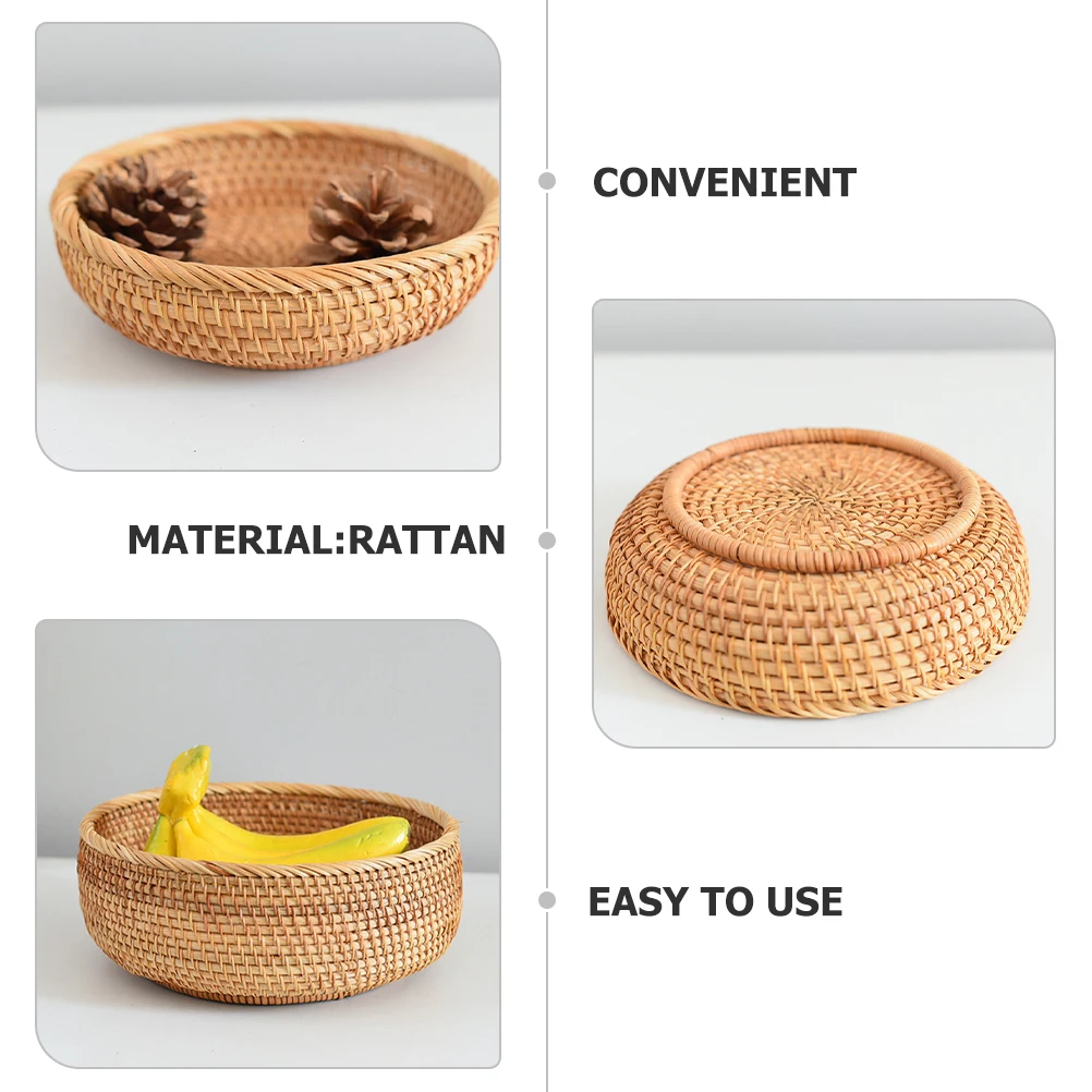 

Rattan H made Storage Basket 20cmx5cm Small Size Drainage Holes Multi Functional Kitchen Fruit Vegetable Snack Basket Household