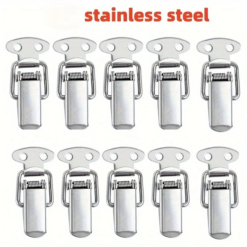 10PCS Stainless Steel Mini Lock Cabinet Boxes Spring Loaded Latch Catch Toggle Clamp Hasp For Chest Box Gift Suitcase Case