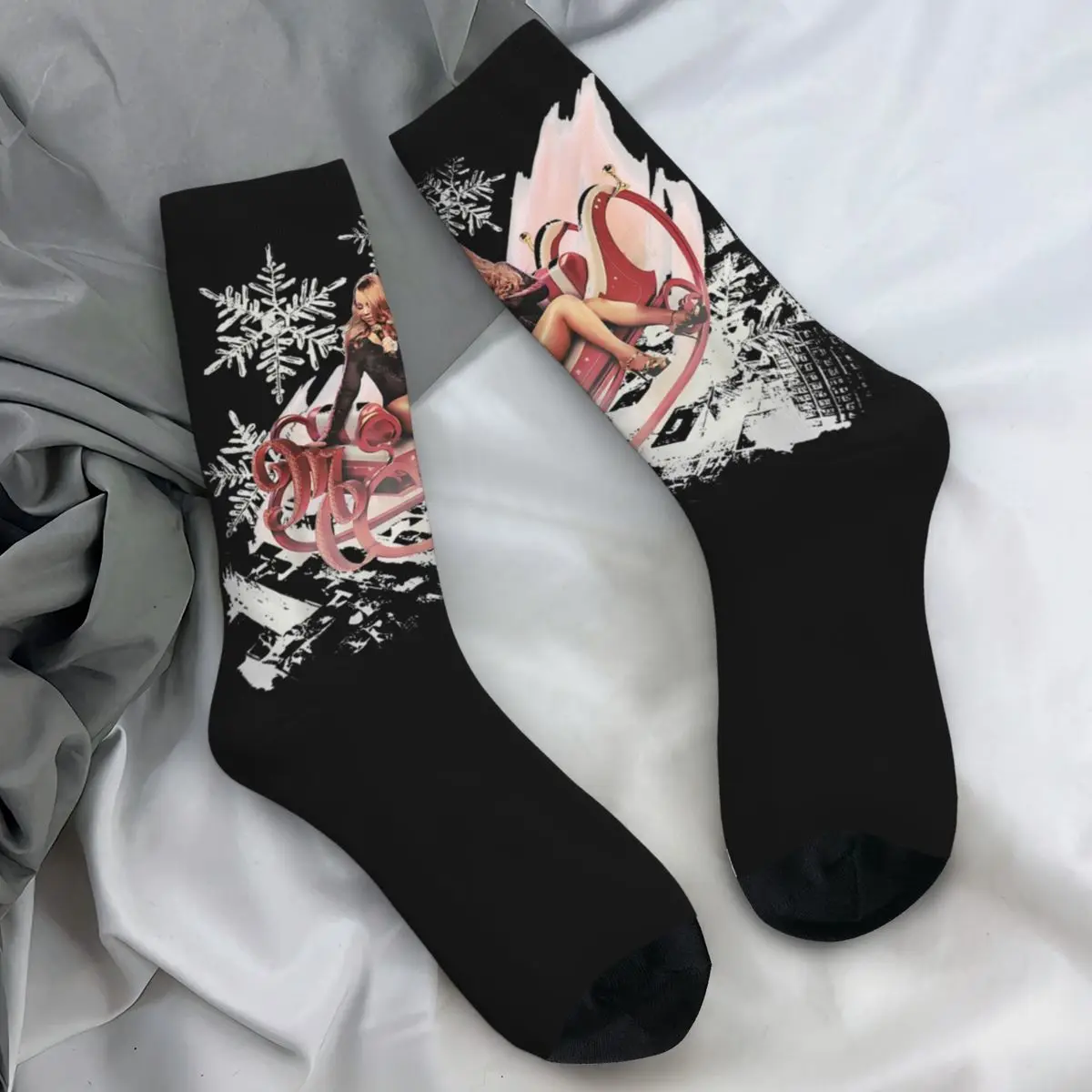 Mariahs Stockings Careys Merry Christmas Printed Funny Socks Spring Non Skid Socks Women Men Running Quality Socks