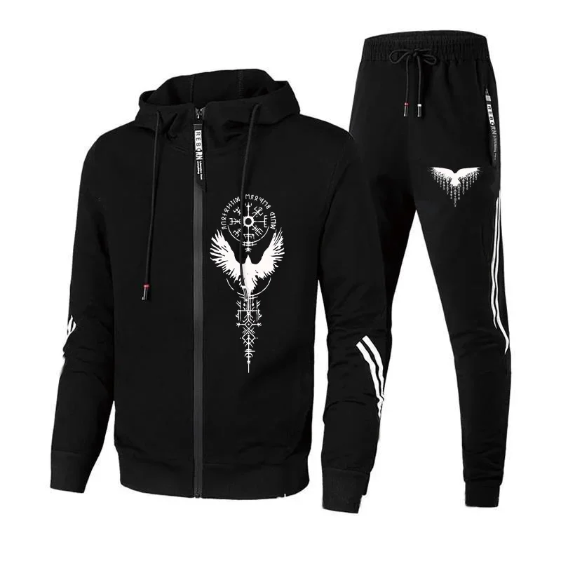 

Autumn Winter Hot Sale Men's Tracksuit Zip-up Hoodie Sweatpants Urban Casual Fashion Sportswear 2 Piece Set Jogging Outfits
