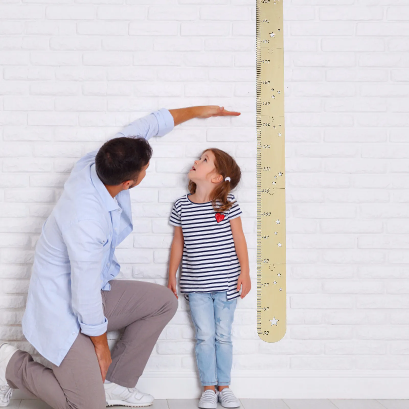 1Set Height Ruler Growth Chart Wooden Splicing DIY Installation Star Hole Decorative Baby Room Measurement Wall Chart