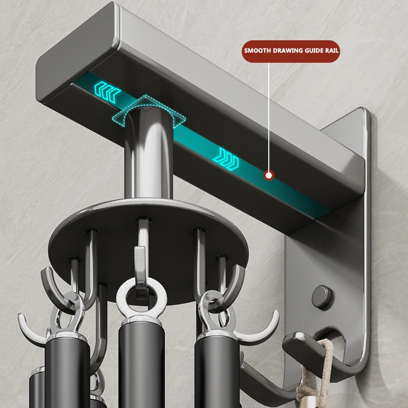 Kitchen Rotating Hook No Drilling Wall Mounted Storage Pot Spoon Cutting Board Rack Wall Mounted Organization Holder