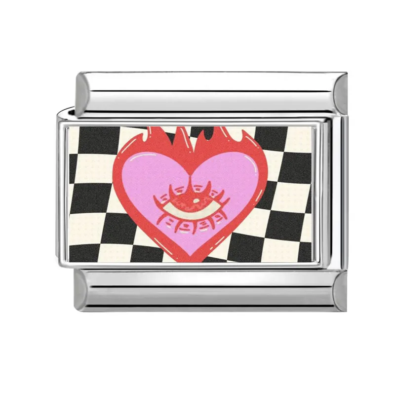 New Y2K Puppy Dog Cat Pink Heart Flower Italian Charm Links Fit 9mm Stainless Steel Women Bracelet DIY Jewelry Making Gifts
