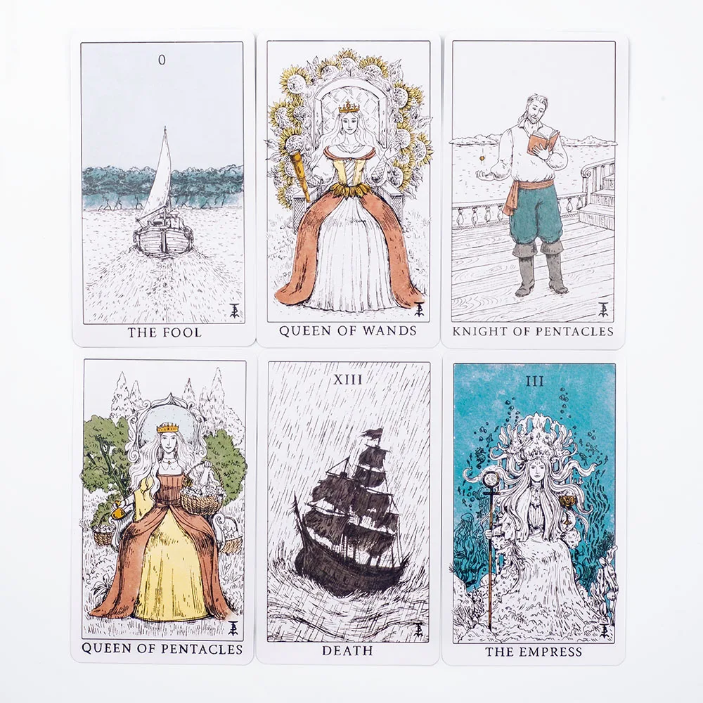 Ocean Themed Tempest Tarot Deck 78 Card Divination Set 10.4*6.1cm Beautifully Designed for Board Games and Tarot Reading