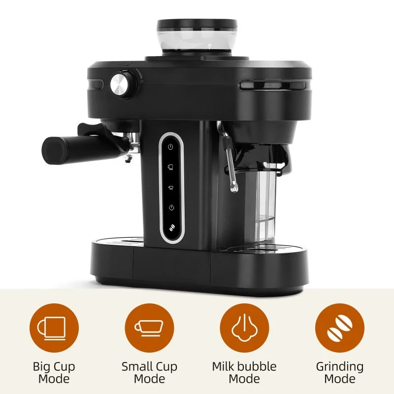 

Mini Home Coffee Maker Grain Semi Automatic Coffee Espresso Machine With Grinder