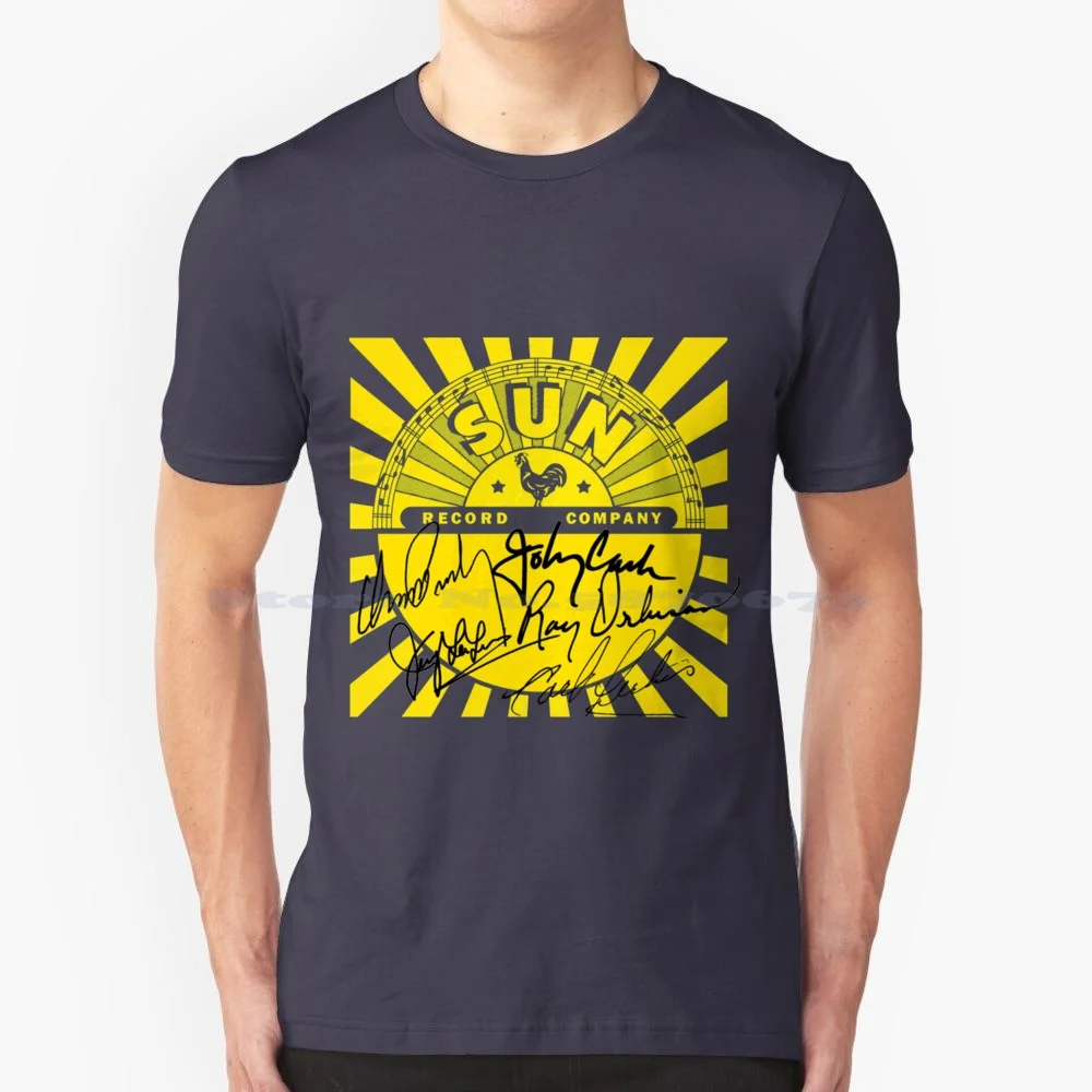 Sun Records T-Shirtsun Records With Autographs T Shirt 100% Cotton Tee Sun Records T Shirtsun Records With Autographs