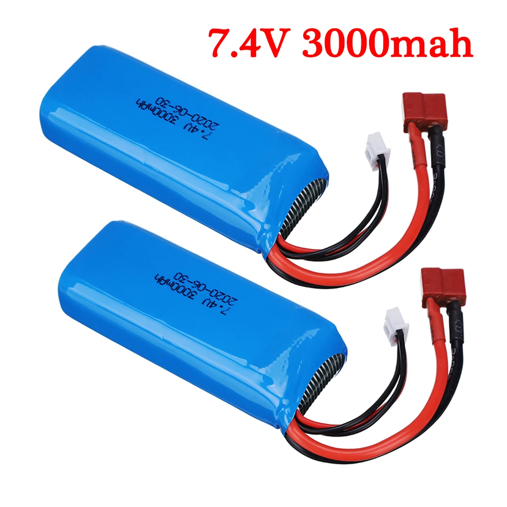 Upgrade 7.4V 3000mAh Lipo Battery 2S for Wltoys 144001 124016 124017 124018 124019 rc car R/C truck spare parts 2Pcs