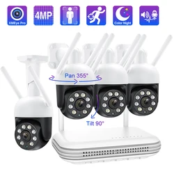 Sistema de Câmera Sem Fio Techage-PTZ, ONVIF, Áudio Bidirecional, Alerta por E-mail, Exterior, WiFi, IP, Vigilância por Vídeo CCTV, Kit NVR, H.265, 8CH, 4MP