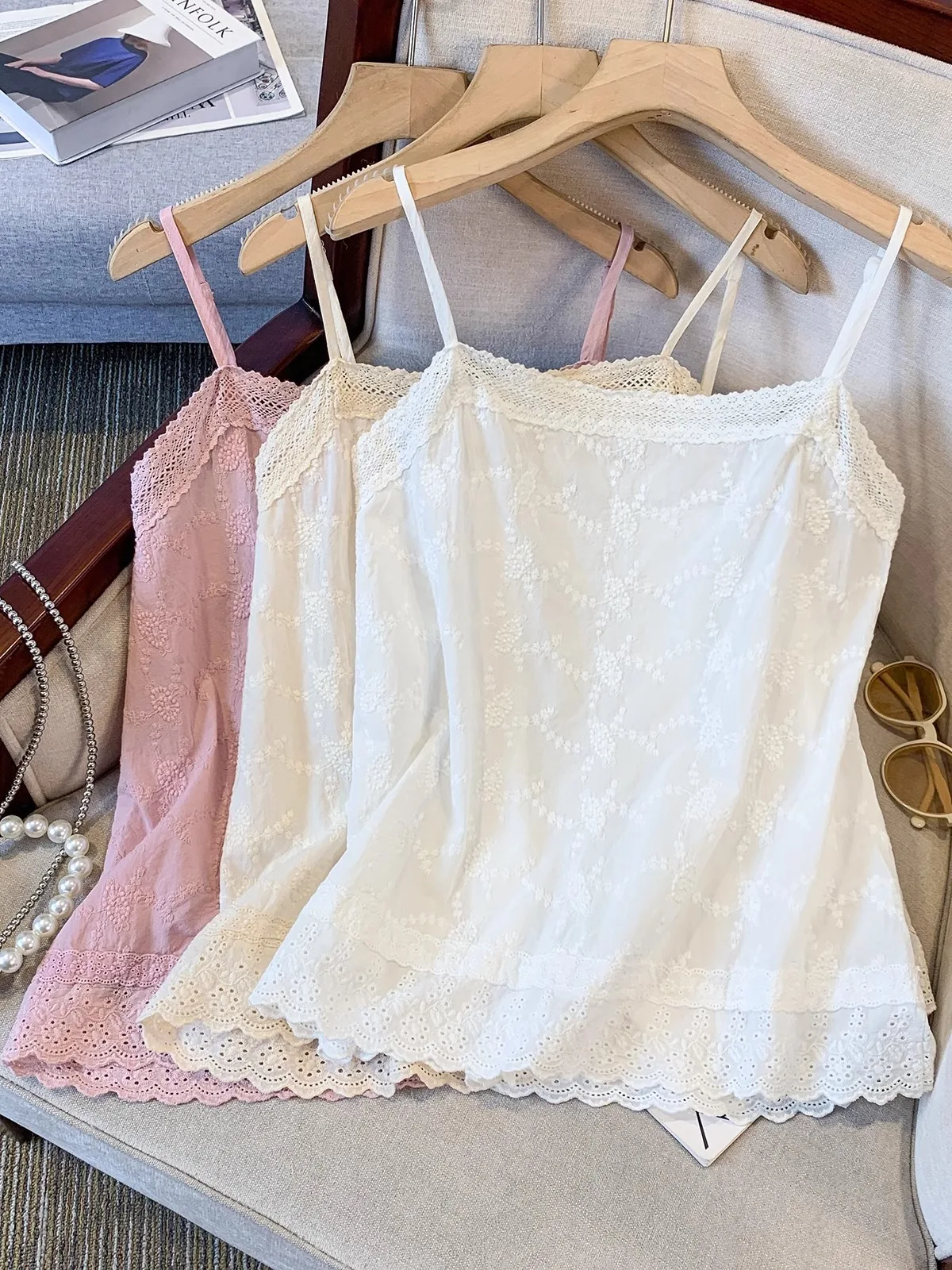 Gilet giapponese con volant ricamato Sle Top Capispalla estivo da donna Versatile Base Svel irt Trendy