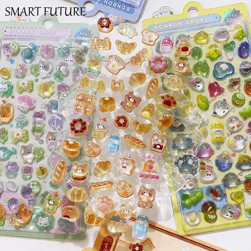

Funny Cute 3D Decor Stickers Aesthetic Album Candy Animal Drop Sticker Kawaii Diary DIY Toy Stickers Gift